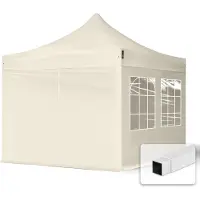 TOOLPORT 3x3m Stahl Faltpavillon, inkl. 4 Seitenteile, creme