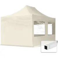 TOOLPORT 3x4,5m Stahl Faltpavillon, inkl. 4 Seitenteile, creme