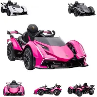 Es-toys Kinder Elektroauto Lamborghini V12 Vision Gran Turismo Fernbedienung MP3 pink