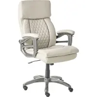 Beliani Chefsessel Beige Kunstleder Gepolstert Höhenverstellung Drehbar Neigungsfunktion Ergonomische Form Bürostuhl Bürosessel