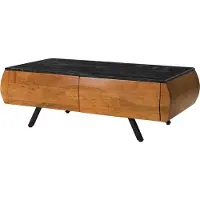 MASSIVMOEBEL24.DE MASSIVMOEBEL24 Couchtisch Akazie 124x60x40 natur lackiert / Marmor schwarz MONTREAL #129