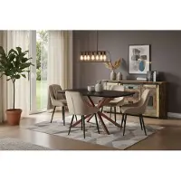 SIT Möbel Esstisch 180 x 90 x 77 cm | Tischplatte Mango 30 mm schwarz | Stern-Gestell Stahl antikbraun | 16174-00 | Serie TABLES & CO