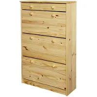 SIT Möbel Schuhschrank | 3 Klappen, 1 Schublade | Kiefer massiv | Natur | B 80 x T 27 x H 128 cm | 19001-28 | Serie SCHUHSCHRANK