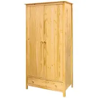 SIT Möbel Kleiderschrank | 2 Türen, 1 Schublade | Kiefer-Holz massiv | Natur | B 100 x T 58 x H 190 cm | 19001-09 | Serie SCHRANK