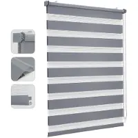 Sekey Doppelrollo Klemmfix ohne Bohren für Fenster, Doppelrollo 115 cm breit, Duo Rollo Jalousie Sonnenschutz, 115x210cm, Grau