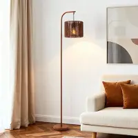 LumenXL Stehlampe Reed mit warmbraunem geflochtenen Schirm – 160 cm