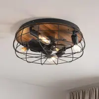 LumenXL Industrieller Deckenventilator schwarz mit Holzoptik - Fistik
