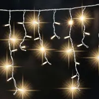 LumenXL Eiszapfen-Lichterkette erweiterbar | ab 3 Meter | 114 LEDs | extra warmweiß mit Funkeln | weiße Schnur | Gummi