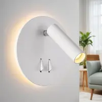 LumenXL Runde Wandlampe Lenae mit drehbarem Spot und beleuchteter Wandplatte