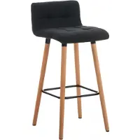 CLP Barhocker Lincoln Stoff mit Holzgestell und integrierter Fußstütze | Farbe schwarz