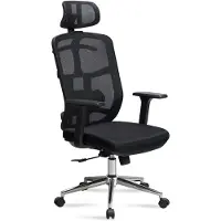 Amstyle Bürostuhl Schwarz mit Kopfstütze, Fußkreuz Aluminium verchromt, Höhe 130 cm 68x68x130 cm