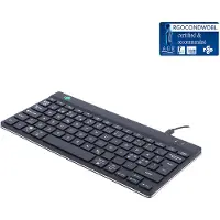 R-Go Tools Ergonomische Tastatur R-Go Compact Break, kompakte Tastatur mit Pausensoftware, QWERTY (NORDIC), Kabelgebunden, Schwarz, Mini, Kabelgebunden, USB, Scherenschalter, QWERTY, Schwarz