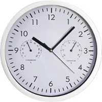 McPower Design-Wanduhr mit Thermo- & Hygrometer weißes Ziffernblatt 25cm-Ø