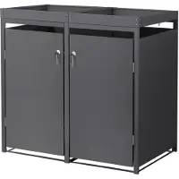 ML-Design Mülltonnenbox 2er mit Pflanzdach für 2 Mülltonnen, 240L 132x80x124cm Anthrazit, Stahl, wetterfest/abschließbar