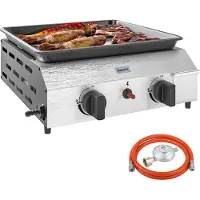 Outsunny Gasgrill 8000BTU/2,4 KW Grillwagen inkl 2 Edelstahl-Brenner Gartengrill
