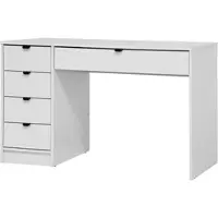 Beautysofa - Schreibtisch 120 cm, Moderner Computertisch mit Griffe und 5 Schubladen und Stauraum, Bürotisch in Weiß, Homeoffice Arbeitstisch Malta