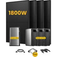 EcoFlow Stream Ultra, All-in-One Speicher für Balkonkraftwerke, mit 4 x 455 Bifaziale Solarmodule, by Powerness - Stream Ultra + 3 x Stream AC Pro | 7680Wh / ohne Zubehör / Selbstabholung