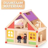 Marionette Wooden Toys Holzpuppenhaus inkl. Möbel und Puppen - 11-teilig