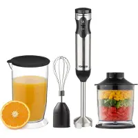 Tomado TSB9001B - Stabmixer-Set - Zerkleinerer und Messbecher - Schneebesen - 1000W - 2 Geschwindigkeiten - Edelstahl