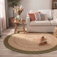 NATURL. Jute Teppich Rund - Fair Natur Grün Ø 100 cm