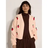 Apricot Cardigan "Grobe Strickjacke" mit Erdbeerstickerei