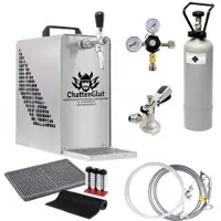 ChattenGlut SYS-25-1 Bierzapfanlage 1-leitig 25 L/h – Flach-Zapfkopf KEG Typ A – Komplettset mit gefüllter CO2-Flasche, sofort einsatzbereit