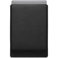 WOOLNUT Leather Sleeve -suojatasku 16" MacBook Pro, musta