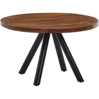 Wohnling Couchtisch 60x60x35 cm Sheesham Massivholz / Metall Sofatisch Rund Wohnzimmertisch Kaffeetisch Massiv Kleiner Tisch Beistelltisch Wohnzimmer