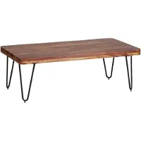 Wohnling Couchtisch BAGLI Massiv-Holz Sheesham 115 cm breit Wohnzimmer-Tisch Design Metallbeine Landhaus-Stil Beistelltisch