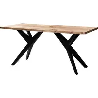Wohnling Schreibtisch 180x90x76 cm Akazie Massivholz Computertisch Loft-Style Homeoffice Bürotisch mit Metallbeinen Holztisch Industrial Groß
