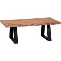 Wohnling Couchtisch GAYA aus Massivholz Akazie Baumstamm Wohnzimmertisch 115 x 40 x 60 cm Beistelltisch im Landhausstil