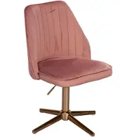 Wohnling Schreibtischstuhl Rosa Samt Drehstuhl mit Lehne Schalenstuhl 120 kg Höhenverstellbar Arbeitsstuhl ohne Rollen Stuhl Schreibtisch Home-Office