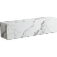 Wohnling Lowboard Hängend Marmor-Optik Weiß 120x30x30 cm TV-Schrank Fernsehtisch mit Klapptüren Modern Fernsehschrank Wand TV-Kommode Fernsehkommode