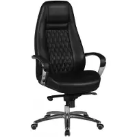 Amstyle Bürostuhl AUSTIN Echt-Leder Schwarz Schreibtischstuhl 120KG Chefsessel hohe Rückenlehne mit Kopfstütze X-XL
