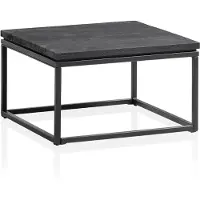 Wohnling Couchtisch 60x60x35 cm Mango Massivholz / Metall Schwarz Sofatisch Quadratisch Wohnzimmertisch mit natürlicher Holzmaserung Kaffeetisch