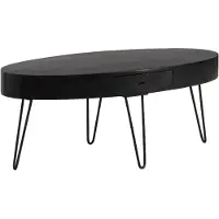 Wohnling Couchtisch 100x50x40 cm Mango Massivholz Metall Sofatisch Wohnzimmertisch Oval mit Schublade Kaffeetisch Stauraum Massiv Großer Tisch