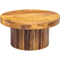 Wohnling Couchtisch 60x30x60 cm Sheesham Massivholz Sofatisch Design Wohnzimmertisch Rund Stubentisch Kaffeetisch Braun Tisch Wohnzimmer