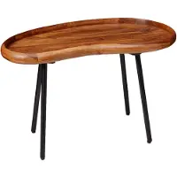 Wohnling Couchtisch WL5.670 71x42x40 cm Sheesham massiv Sofatisch Nierenform mit Metallbeinen Wohnzimmertisch Massivholz Kleiner Nierentisch Echtholz
