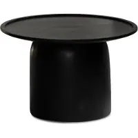 Wohnling Couchtisch 60x60x40 cm Mango Massivholz Schwarz Sofatisch Rund Wohnzimmertisch mit erhöhtem Rand Kaffeetisch Wohnzimmer Modern