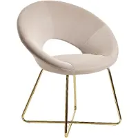 Wohnling Esszimmerstuhl Samt Beige Polsterstuhl Metallbeine Gold Design
