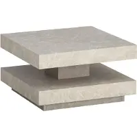 Wohnling Couchtisch 60x60x34 cm Sandfarben Sofatisch in Stein-Optik Modern Wohnzimmertisch mit Stauraum Quadratisch Loungetisch Beige Kaffeetisch
