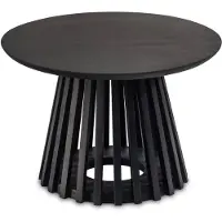 Wohnling Couchtisch 60x60x41 cm Mango Massivholz Schwarz Sofatisch Rund Design Wohnzimmertisch mit Gittergestell Kaffeetisch Wohnzimmer Modern