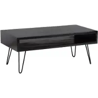 Wohnling Couchtisch 100x50x40 cm Mango Massivholz Metall Schwarz Sofatisch Wohnzimmertisch Rechteckig mit Stauraum Kaffeetisch Massiv Großer Tisch