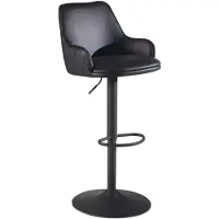 Wohnling Barhocker Kunstleder Schwarz Hocker mit Lehne 86 106 cm Küchenhocker Höhenverstellbar Modern 100 kg Barstuhl Tresenhocker mit Metall