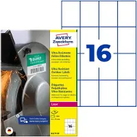 Avery Zweckform Folienetiketten B5274-50 ultra-resistent, weiß 52 x 74mm wetterfest 50 Blatt, 800 Stück