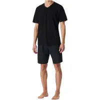 Schiesser Shorty "Uncover Nightwear" 2 tlg. V-Ausschnitt, Kurzarm, Kurze Hose, Reine Baumwolle, weich