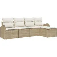 vidaXL Sofa Set 5 stk. Beige und Weiß Poly-Rattan