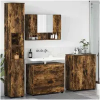 vidaXL Badezimmermöbel-Set mit Schubladen 4 pcs Geräucherte Eiche