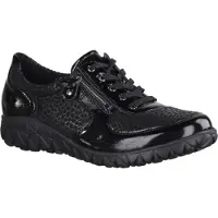 Waldlaufer Havy Orthotritt H89001-001 Damen, Halbschuh,Schwarz, Lack/Stretch - Damenschuhe Bequeme Schnürschuhe, Schwarz, /textil (taipei giraffestretch)