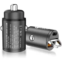 C-TECH USB-Autoladegerät, 1x Typ C + 1 x Typ A, 30W, Power Delivery 3.0, Quick Charge 3.0, Aluminiumgehäuse